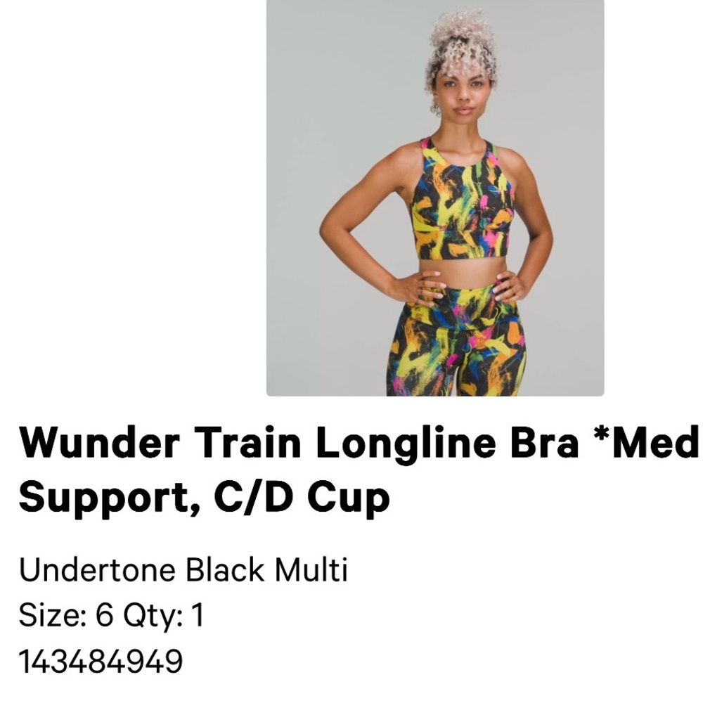Lululemon wunder train long line bra medium support c/d cup Sports Bra